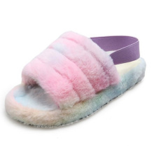 2020 fashion wholesale indoor  fur house slippers  women faux fur elastic band slippers